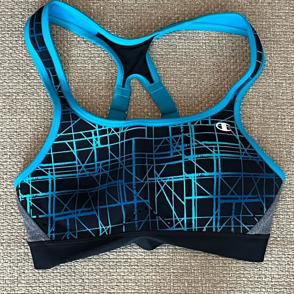 Women’s Champion Performance Racerback Sports Bra Blue Black Size XS NWOT